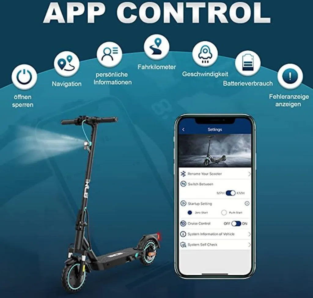 RCB TECH Elektro Scooter mit ABE, Komfort Stoßdämpfung, App