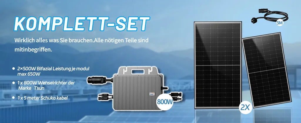 GreenSun Solar Balkonkraftwerk 800–1300W, TSUN Mikro-Wechselrichter