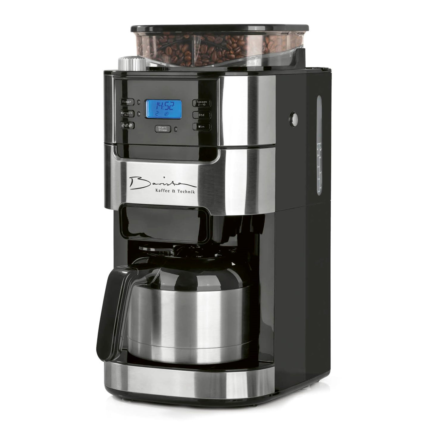 Machine à café filtre Barista avec moulin – thermos en acier inoxydable, minuterie et fonction arôme