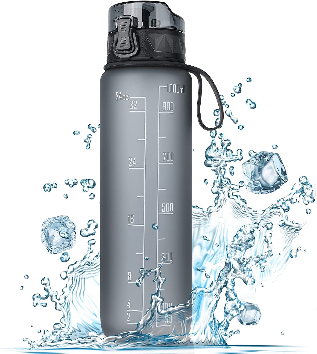FULDENT 1L Sport Trinkflasche BPA-frei mit rutschfestem Gummi-Grip für besseren Halt