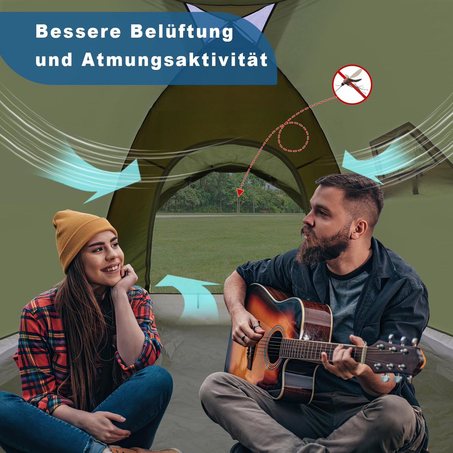 Tente de camping pour 2 à 4 personnes avec vestibule