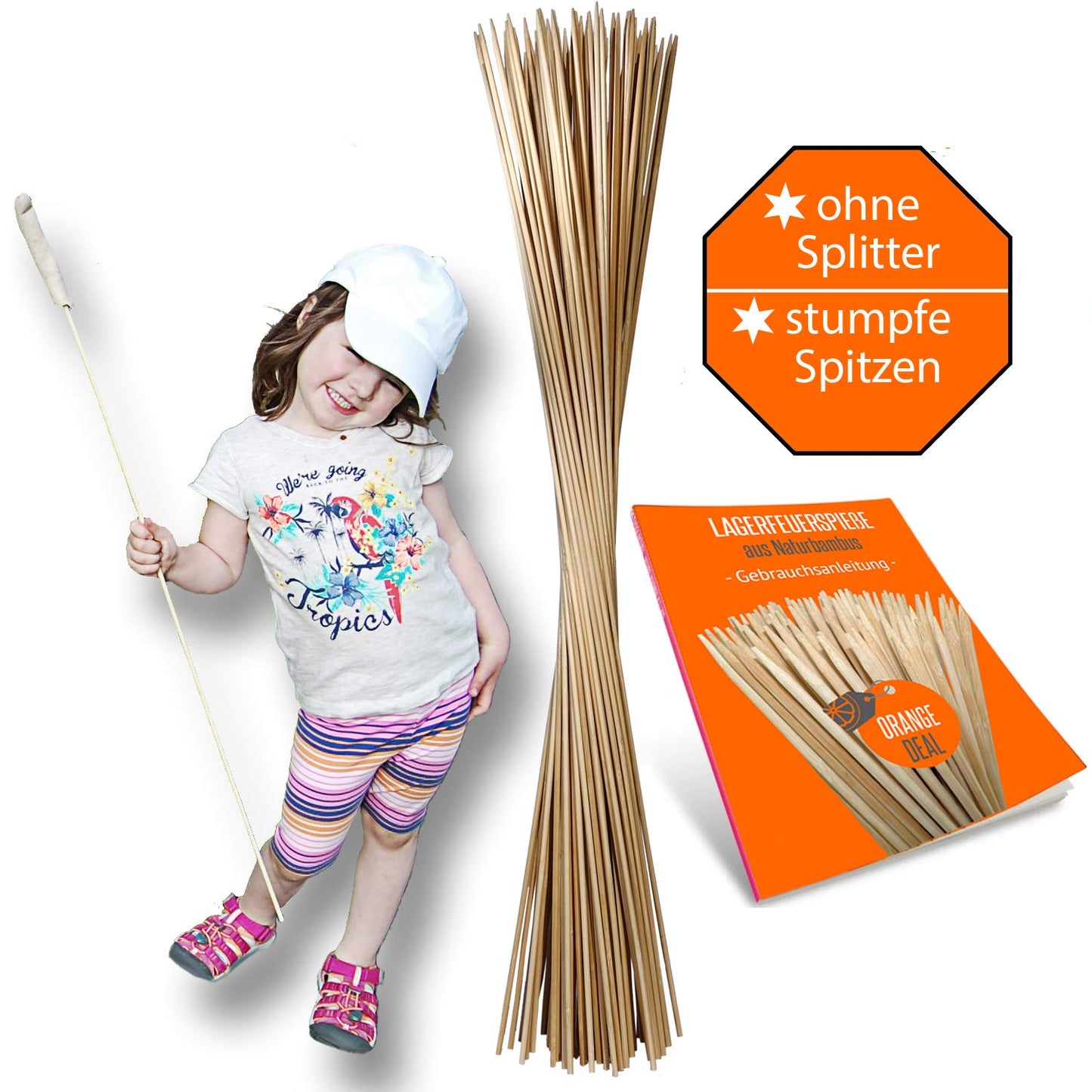 Brochettes à pain en bambou de qualité supérieure ORANGE DEAL - Ensemble de 100 pièces