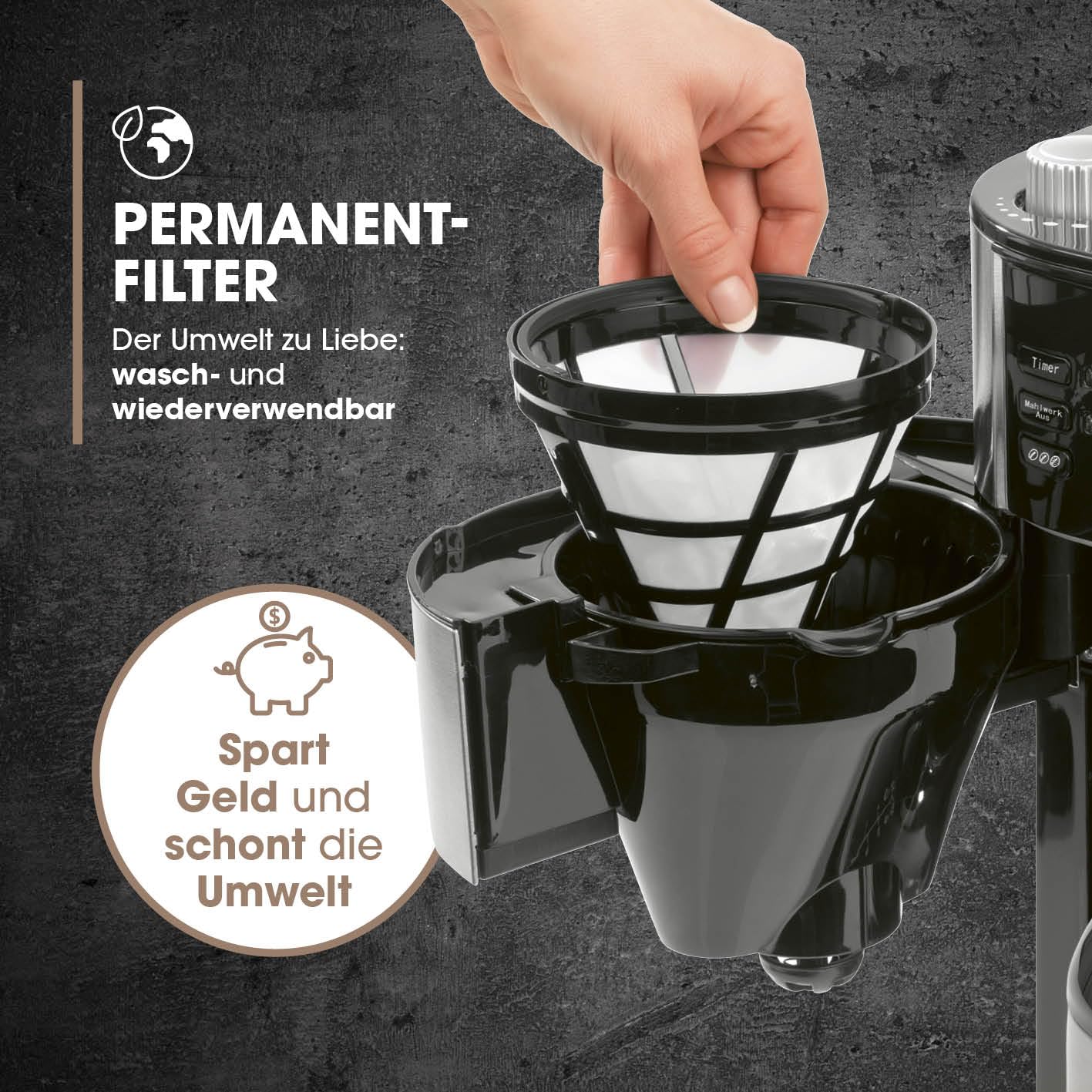 Machine à café filtre Barista avec moulin – thermos en acier inoxydable, minuterie et fonction arôme