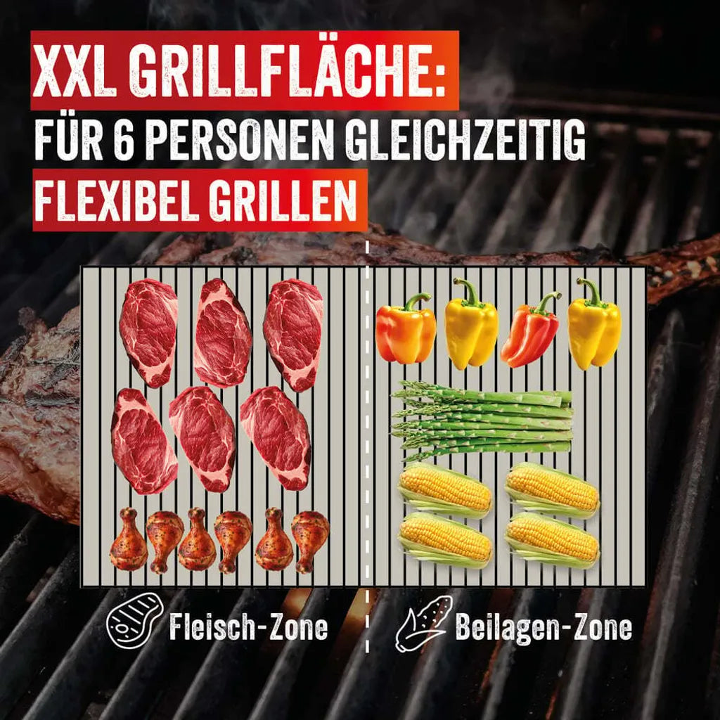 LANDMANN EG-II-590 Elektrogrill mit 2 Thermometern – Silber