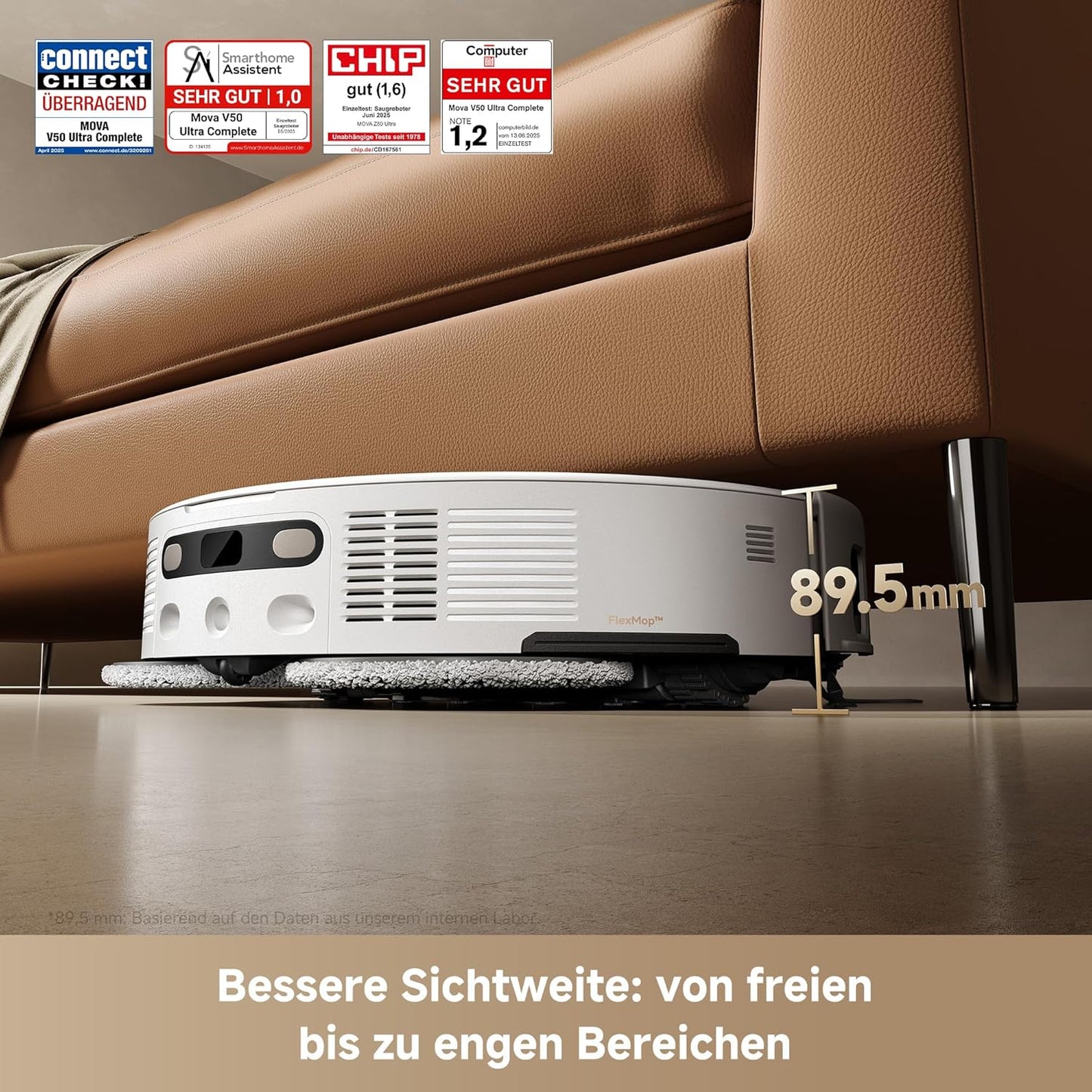 Mova V50 Ultra Complete smarter Saugroboter mit AI-Navigation, App-Steuerung, 24.000 Pa Saugkraft & Wischfunktion
