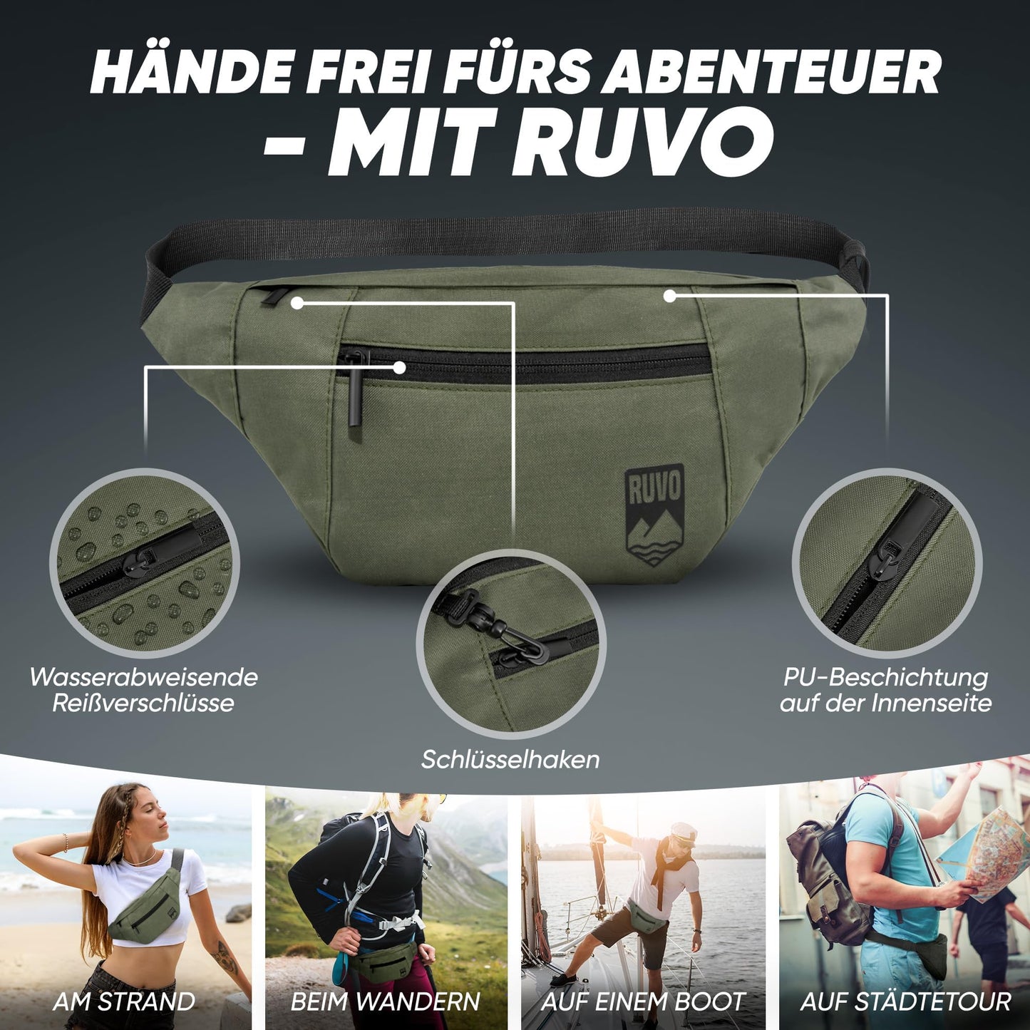 Sac ceinture RUVO pour hommes et femmes
