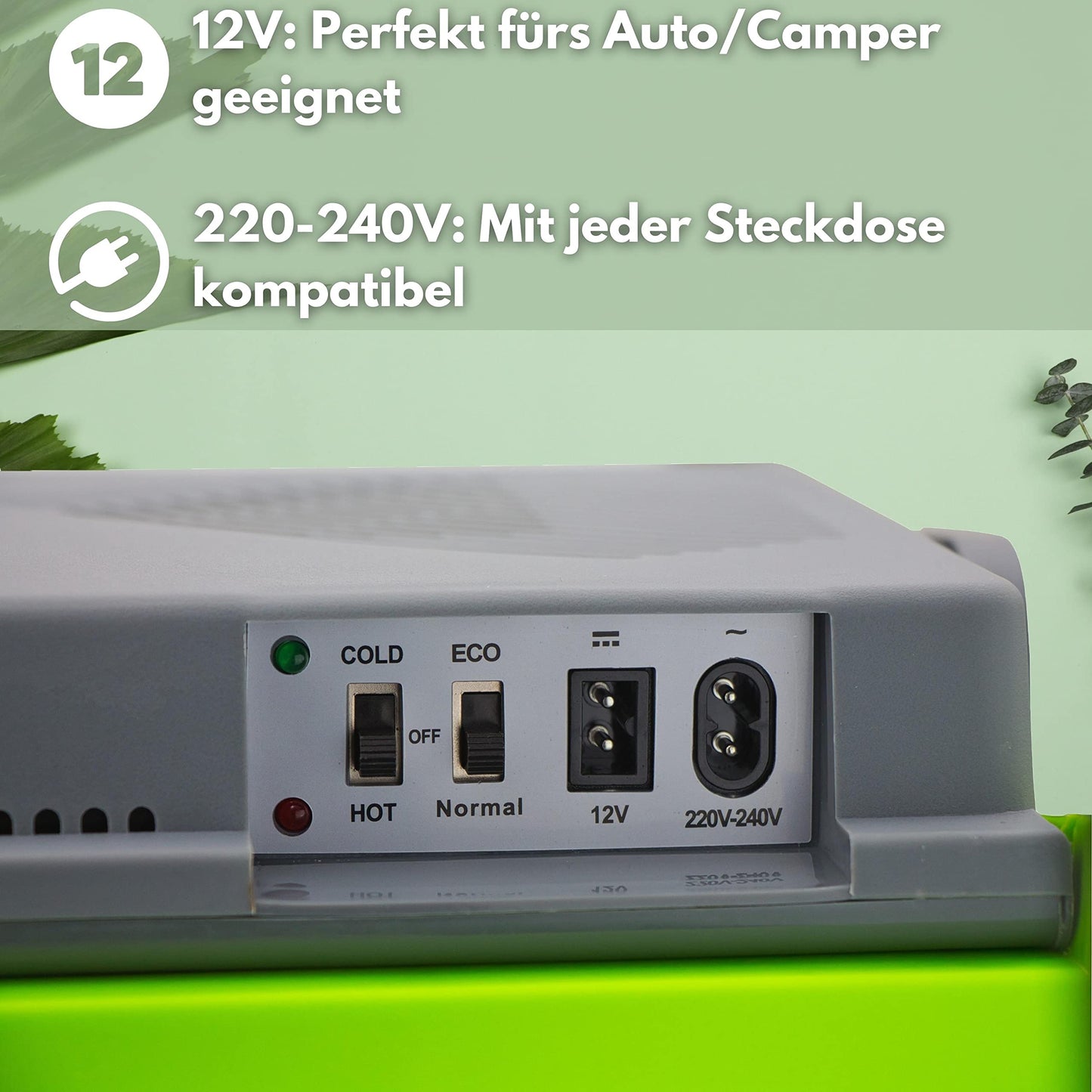 30L Elektrische Kühlbox 2in1 - Kühltasche & Warmhaltebox für Auto Camping (Grau/Grün)