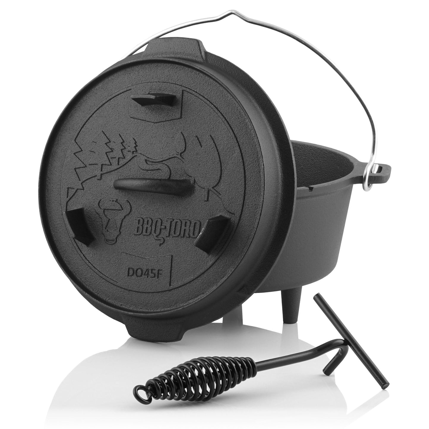 Cocotte en fonte assaisonnée BBQ-Toro - Série Forest 4,2 L avec pieds et couvercle