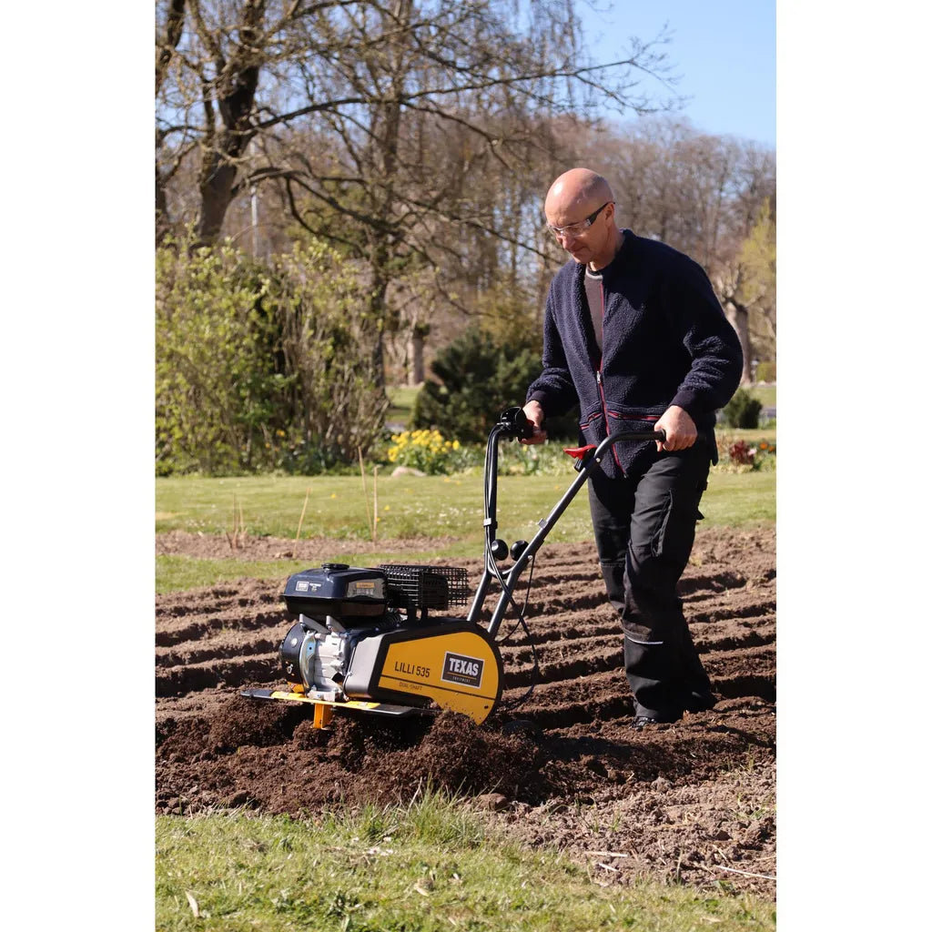 TEXAS Benzin Gartenfräse Lilli 535TG mit Pflug & Rädern Set