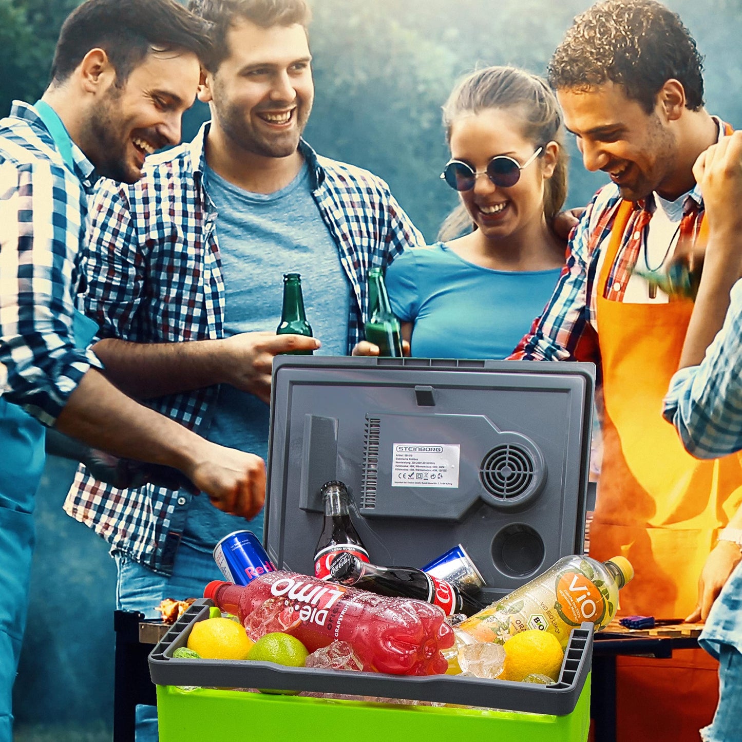 30L Elektrische Kühlbox 2in1 - Kühltasche & Warmhaltebox für Auto Camping (Grau/Grün)