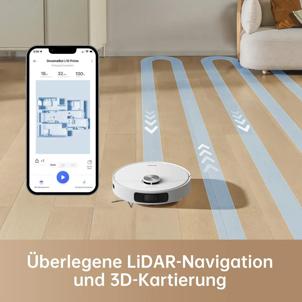 Dreame L10 Prime Staubsauger Roboter, LDS-Navigation, 4000 Pa