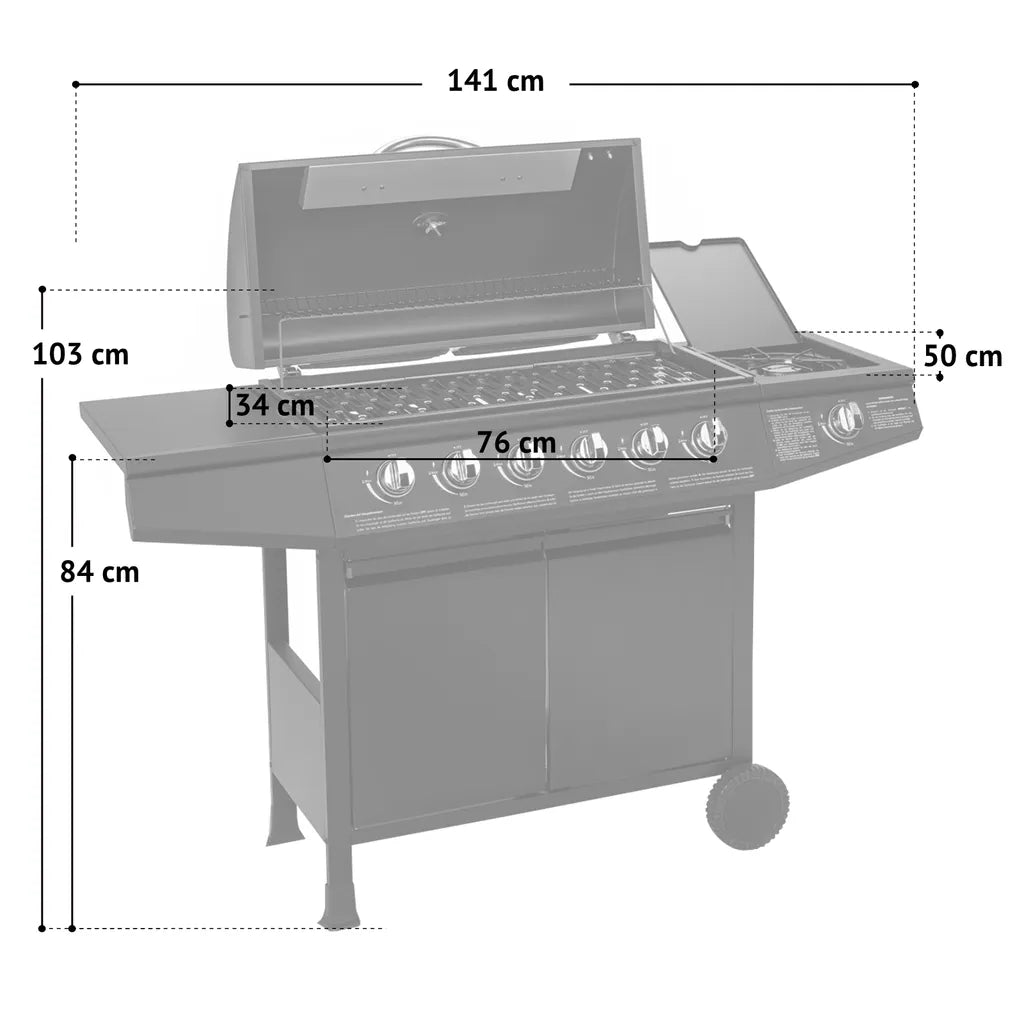 TAINO BASIC 6+1 Gasgrill Edelstahl-Brenner, Seitenbrenner, BBQ