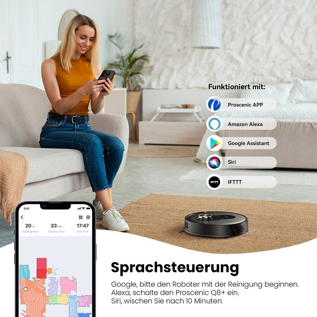 Proscenic Q8 Max Saugroboter mit Selbstentleerung - 7 Wochen freihändig Proscenic
