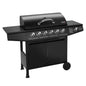 TAINO BASIC 6+1 Gasgrill mit Seitenbrenner 6 Brenner Edelstahl-Brenner Grillwagen BBQ Schwarz