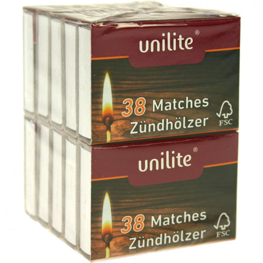 Unilite matches in a pack of 10 (38 pieces) (1 x 380 matches)