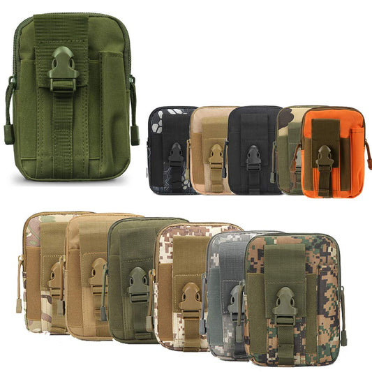 Army green ZhaoCo tactical MOLLE hip bag with phone compartment and utility pouches 