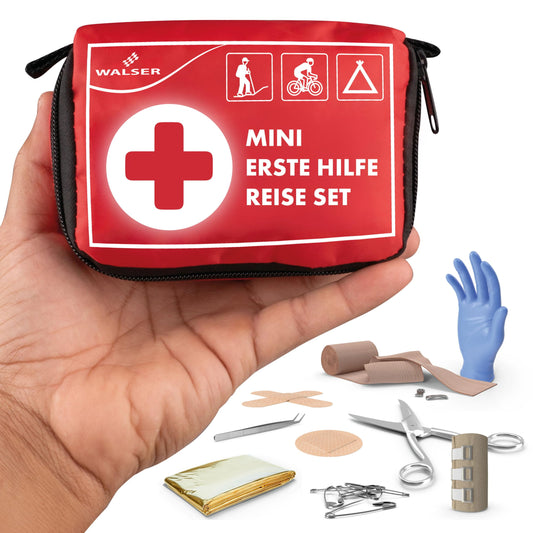 WALSER Premium Mini Erste Hilfe Set 2025 wasserfest, 31-teiliges Notfall-Set für Outdoor, Camping und Fahrrad