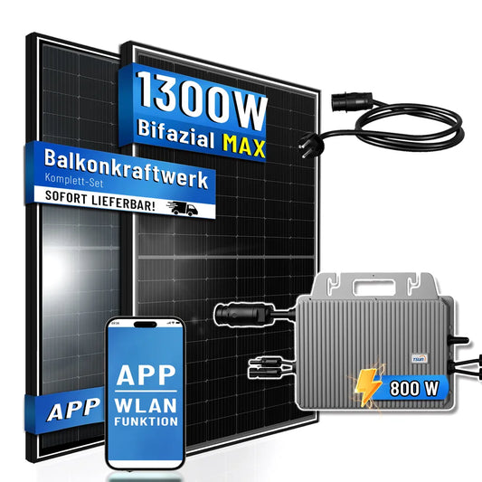 GreenSun Solar Balkonkraftwerk 1000 W / 800W bis zu 1300W Leistung durch Bifaziale Solarmodule