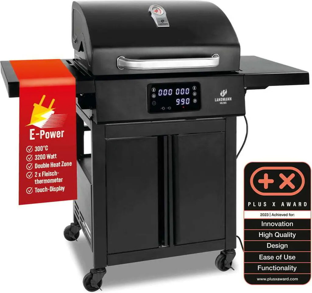 LANDMANN EG-II-590 Elektrogrill mit 2 Thermometern – Silber