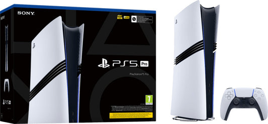 PlayStation 5 Pro Konsole mit DualSense Controller auf Tisch – 4K Gaming System